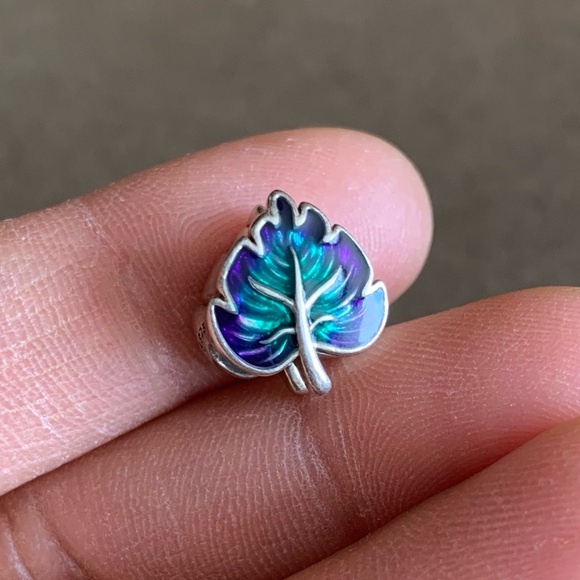 Retired Pandora Purple & Green Leaf Enamel Charm Sterling Silver 925 EUC - Picture 6 of 10